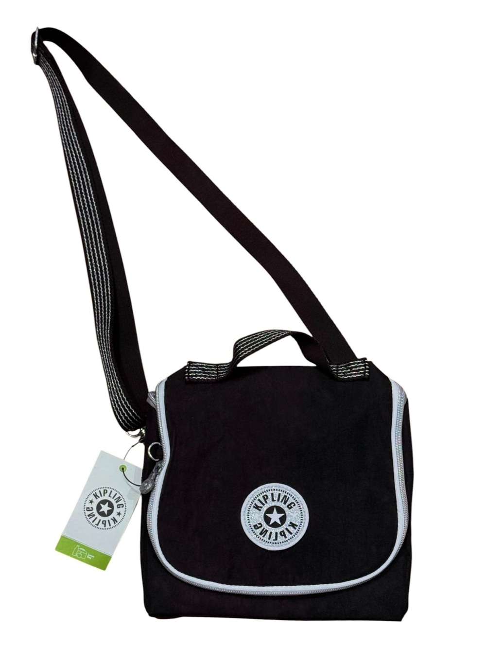 Kipling Lunch bag Black Bag with White Trim silver New Kichirou Fall School New